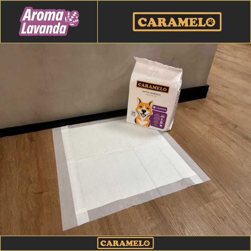 Tapete Higiênico Lavanda - 60x60 - 50 unidades - Antiodor Antivazamento | Caramelo