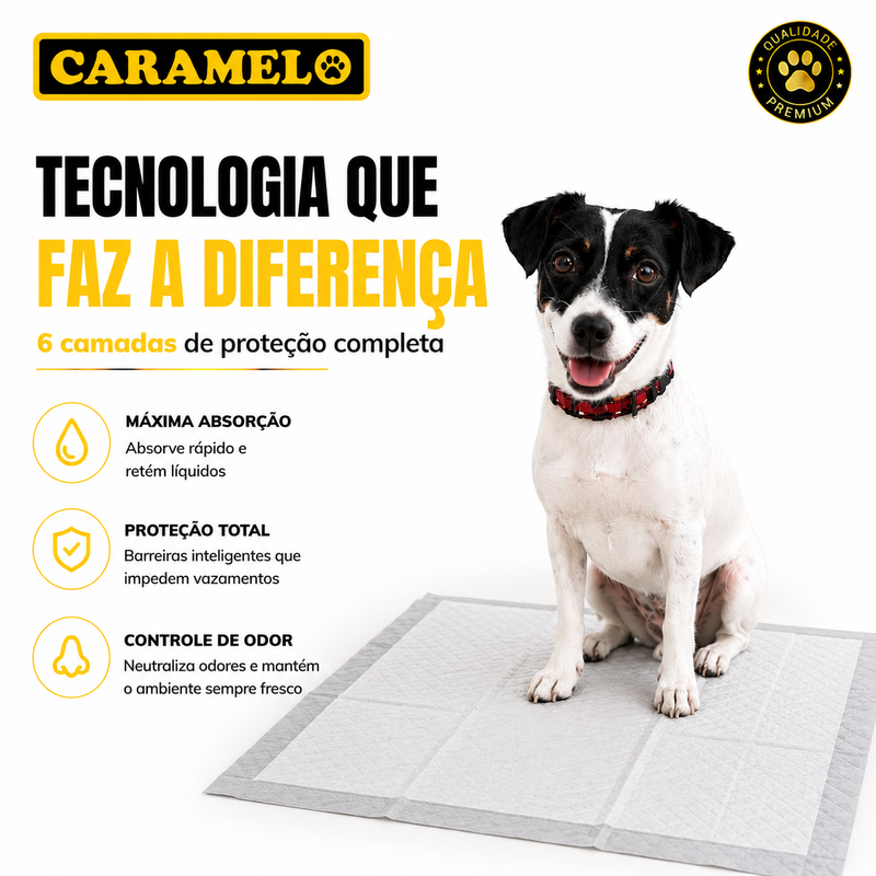 Tapete Higiênico Caramelo Para Cães Tradicional Premium 60x60 - 50 Unidades
