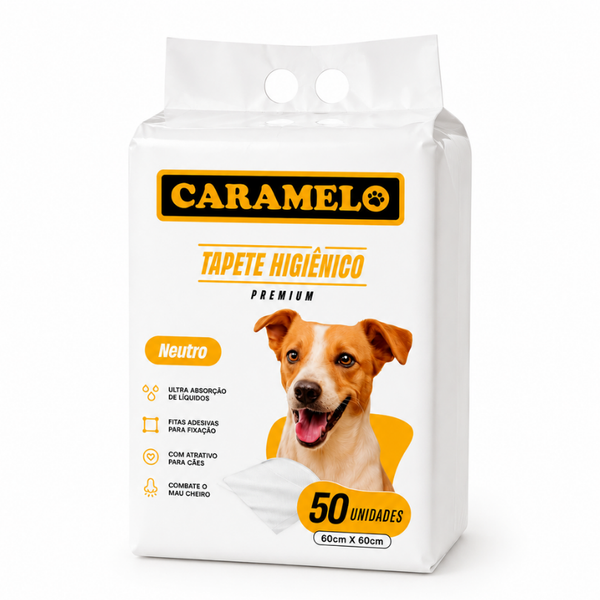 Tapete Higiênico Caramelo Para Cães Tradicional Premium 60x60 - 50 Unidades