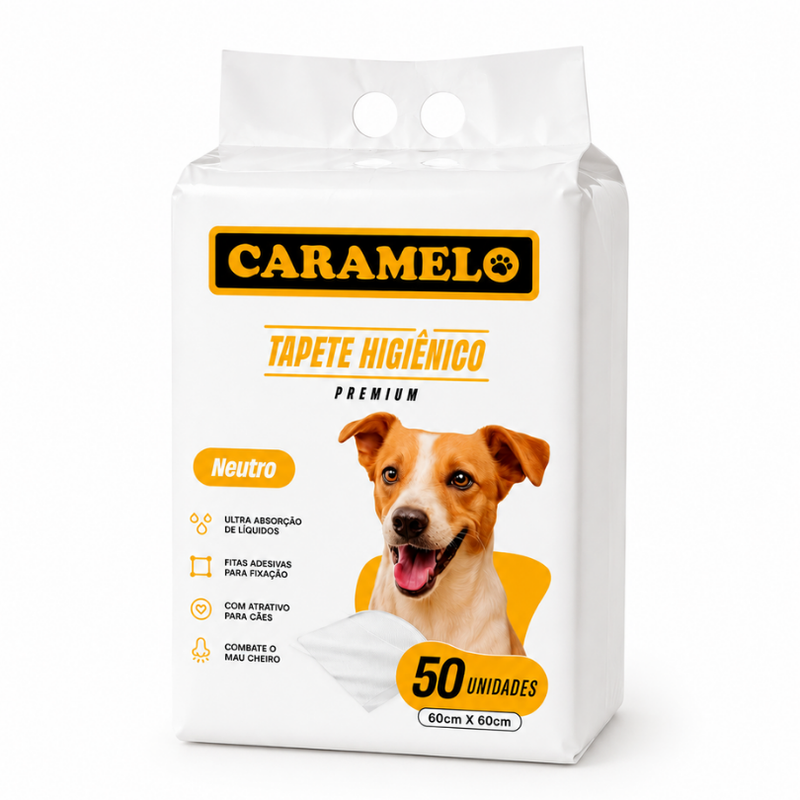 Tapete Higiênico Caramelo Para Cães Tradicional Premium 60x60 - 50 Unidades