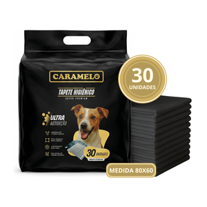 Tapetes Higiênicos Super Premium Com Carvão Ativado 80x60 30 unidades - Black - Anti Odor - Caramelo