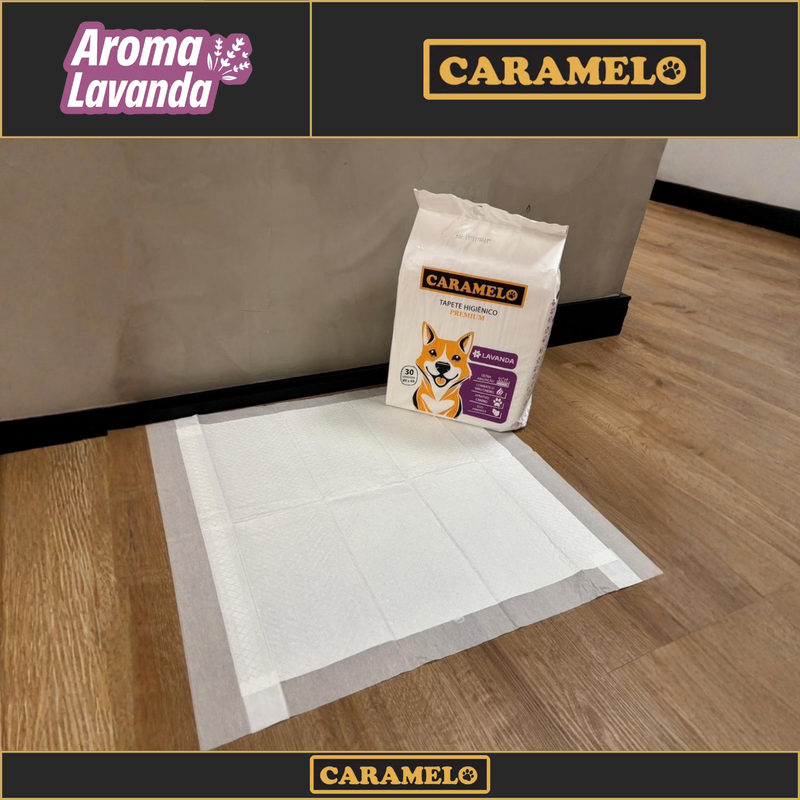 Tapete Higiênico Lavanda - 80x60 - 30 unidades - Antiodor Antivazamento | Caramelo