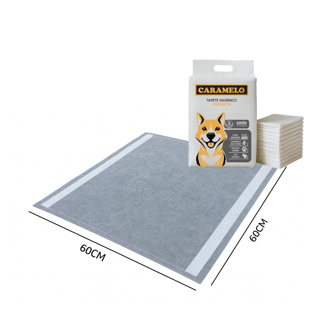Tapete Higiênico Caramelo Para Cães Com Carvão Ativado 60x60cm - 50 Unidades
