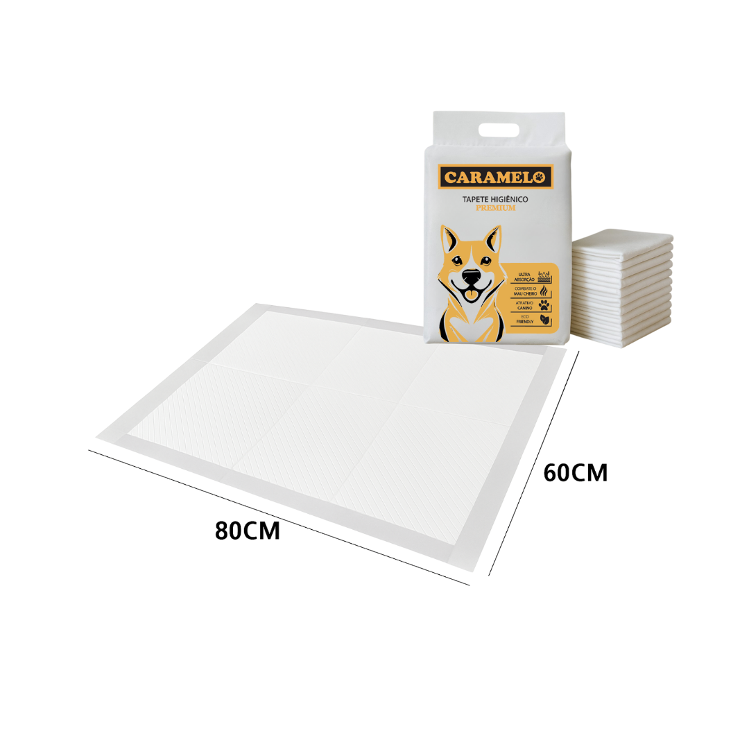 Tapete Higiênico Caramelo Para Cães 80x60cm - 30 Unidades