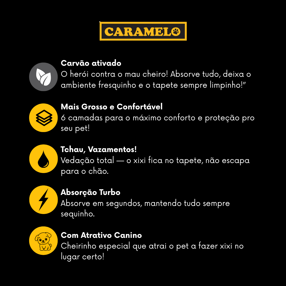 Tapete Higiênico Caramelo Para Cães Com Carvão Ativado 80x60cm - 30 Unidades