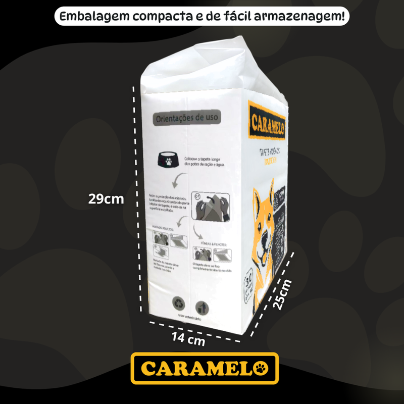Tapete Higiênico Caramelo Para Cães Com Carvão Ativado 80x60cm - 30 Unidades
