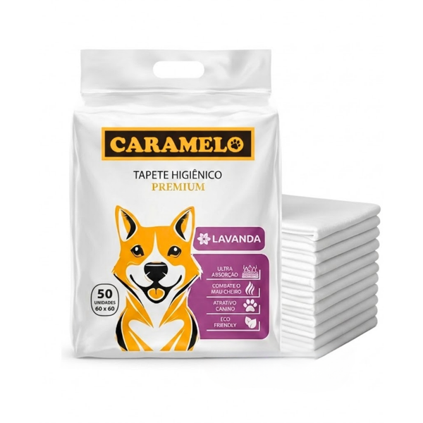 Tapete Higiênico Lavanda - 60x60 - 50 unidades - Antiodor Antivazamento | Caramelo