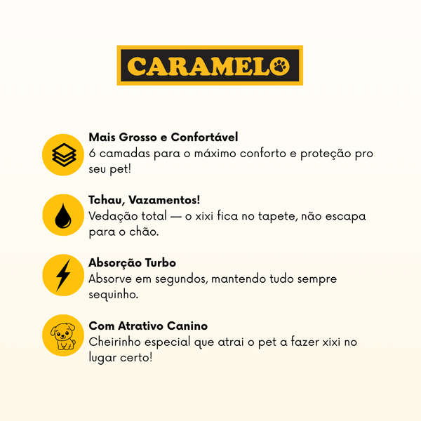 Tapete Higiênico Caramelo Para Cães Tradicional Premium 60x60 - 50 Unidades