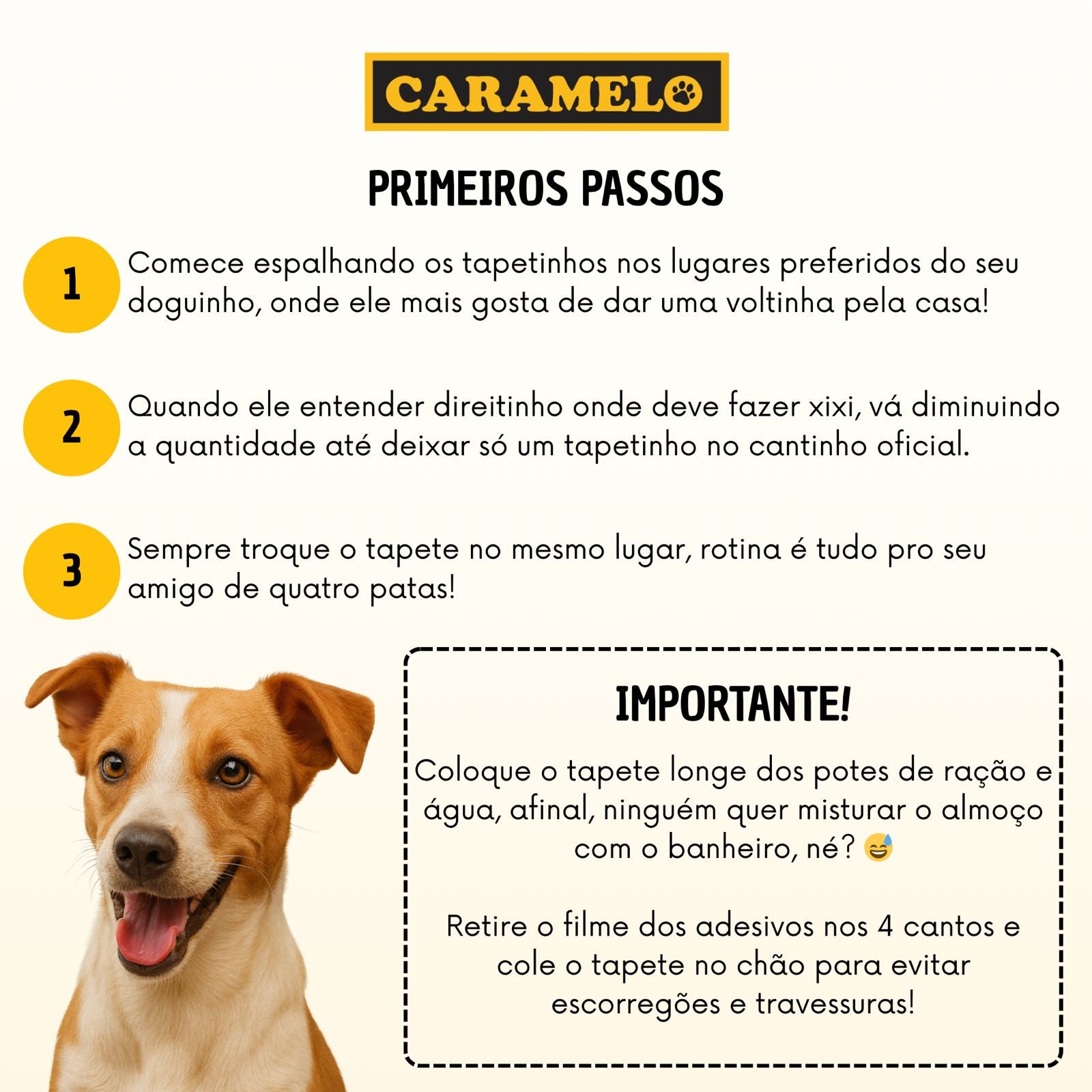 Tapete Higiênico Caramelo Para Cães 60x60cm - 50 Unidades