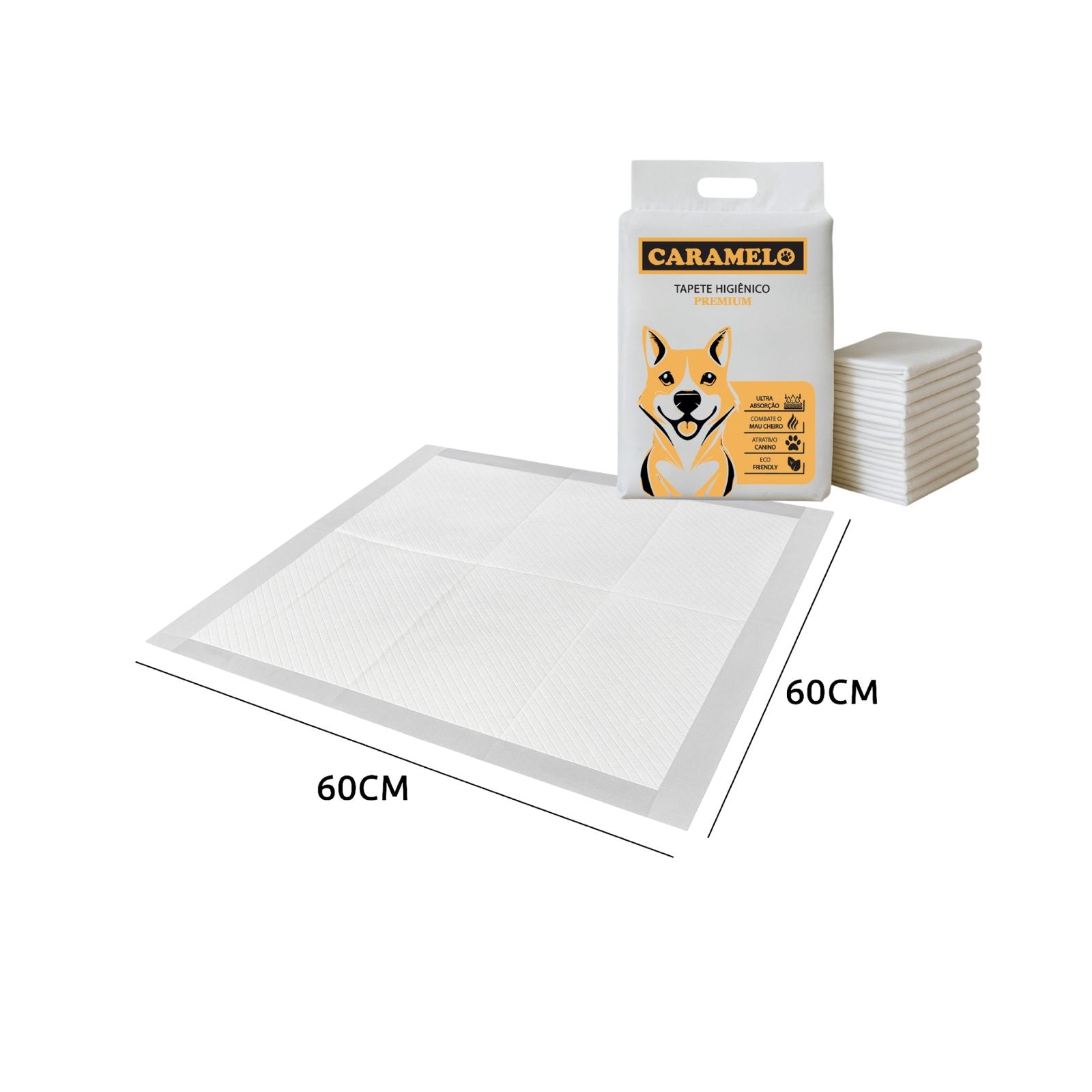 Tapete Higiênico Caramelo Para Cães 60x60cm - 50 Unidades