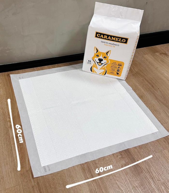 Tapete Higiênico Caramelo Para Cães Tradicional Premium 60x60 - 50 Unidades