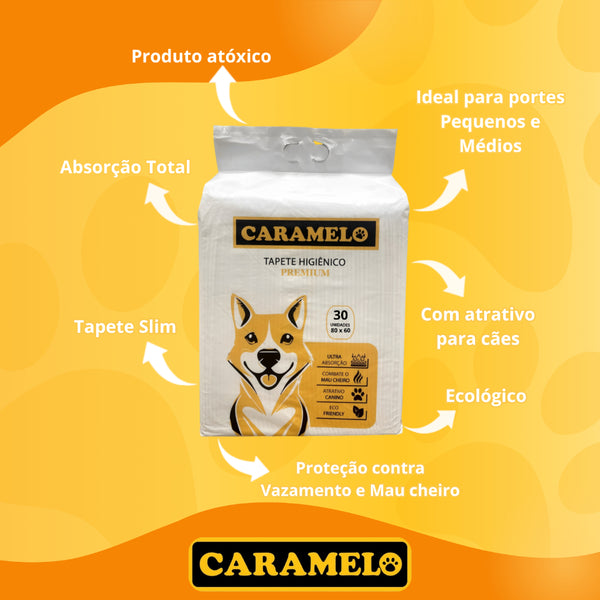 Tapete Higiênico 90 unidades 80x60cm Premium Para Cães - Caramelo