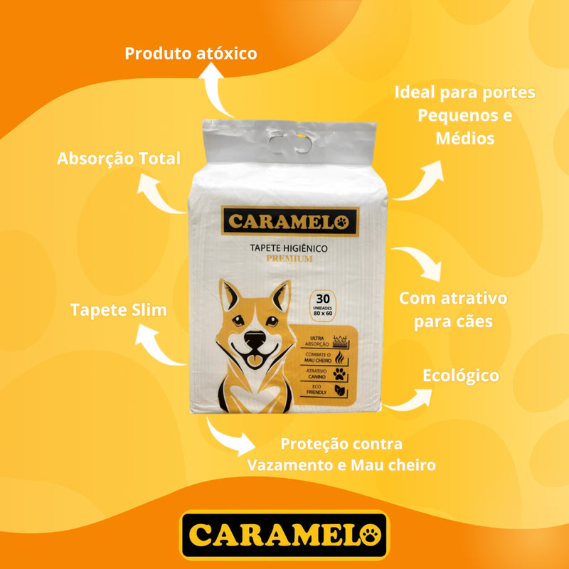 Tapete Higiênico 90 unidades 80x60cm Premium Para Cães - Caramelo