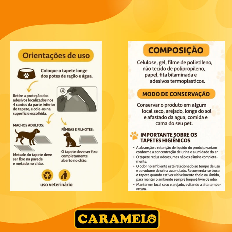 Tapete Higiênico 90 unidades 80x60cm Premium Para Cães - Caramelo