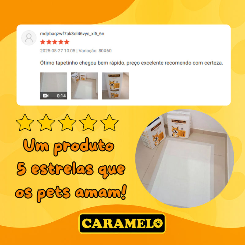 Tapete Higiênico Caramelo Para Cães Tradicional Premium 60x60 - 50 Unidades