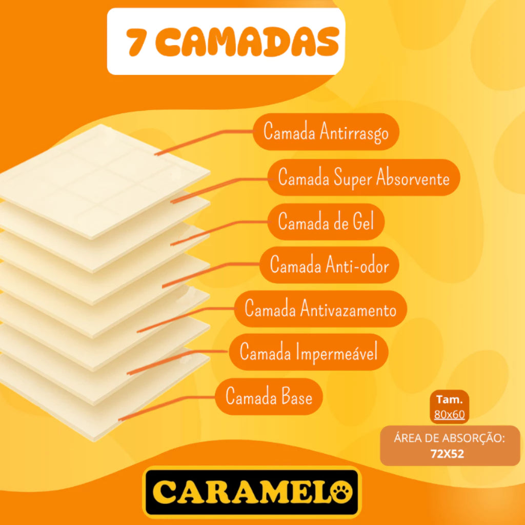 Tapete Higiênico 60 unidades 80x60cm - Caramelo