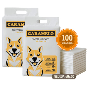 Tapetes Higiênicos 100 unidades Tamanho 60x60 para Cachorros  - Caramelo