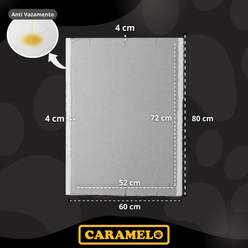 Tapetes Higiênicos Com Carvão Ativado 90 unidades Tamanho 80x60 para Cachorros - Caramelo