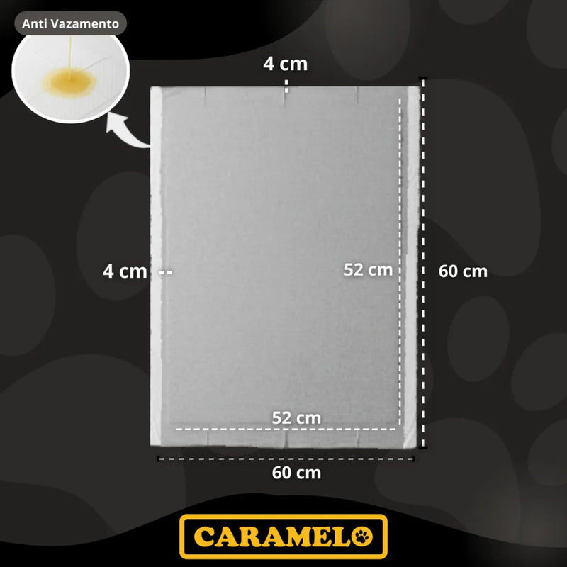 Tapetes Higiênicos Com Carvão Ativado 60 unidades Tamanho 80x60 para Cachorros - Caramelo