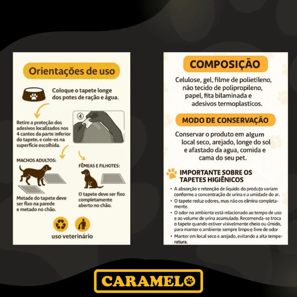 Tapetes Higiênicos Com Carvão Ativado 90 unidades Tamanho 80x60 para Cachorros - Caramelo