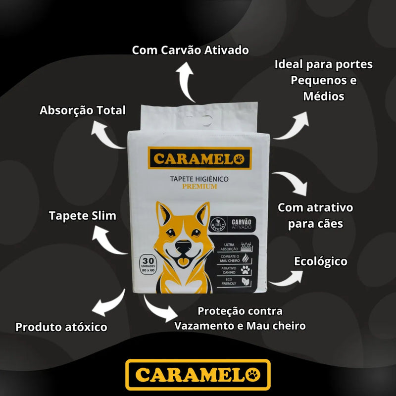 Tapetes Higiênicos Com Carvão Ativado 90 unidades Tamanho 80x60 para Cachorros - Caramelo