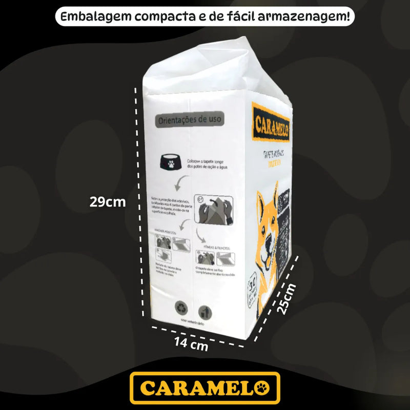 Tapetes Higiênicos Com Carvão Ativado 100 unidades Tamanho 60x60 para Cachorros - Caramelo
