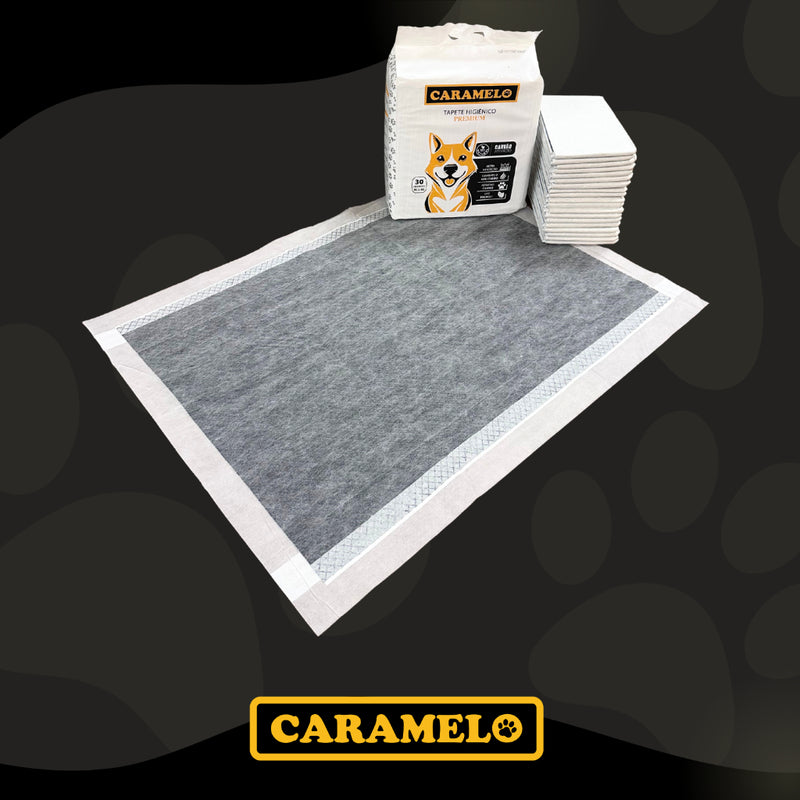 Tapetes Higiênicos Com Carvão Ativado 60 unidades Tamanho 80x60 para Cachorros - Caramelo