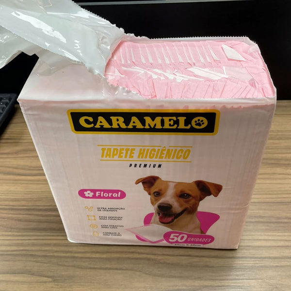 Tapete Higiênico Caramelo 50 Unidades  Fragrância Floral - 60x60 / 80x60 - Alta Absorção - Não Vaza  Combate mau cheiro