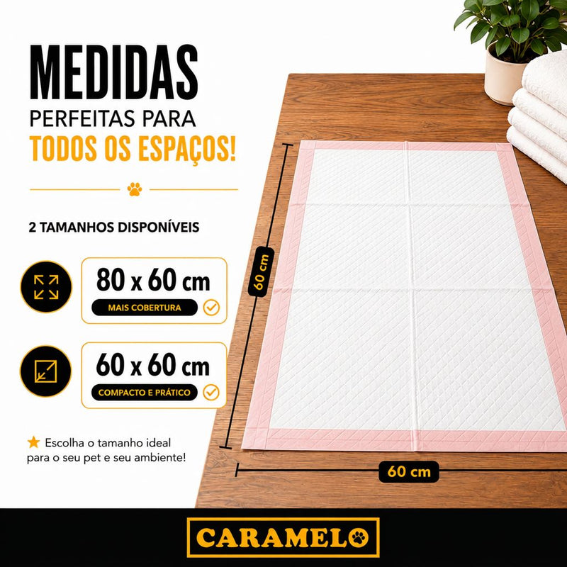 Tapete Higiênico Caramelo 50 Unidades  Fragrância Floral - 60x60 / 80x60 - Alta Absorção - Não Vaza  Combate mau cheiro