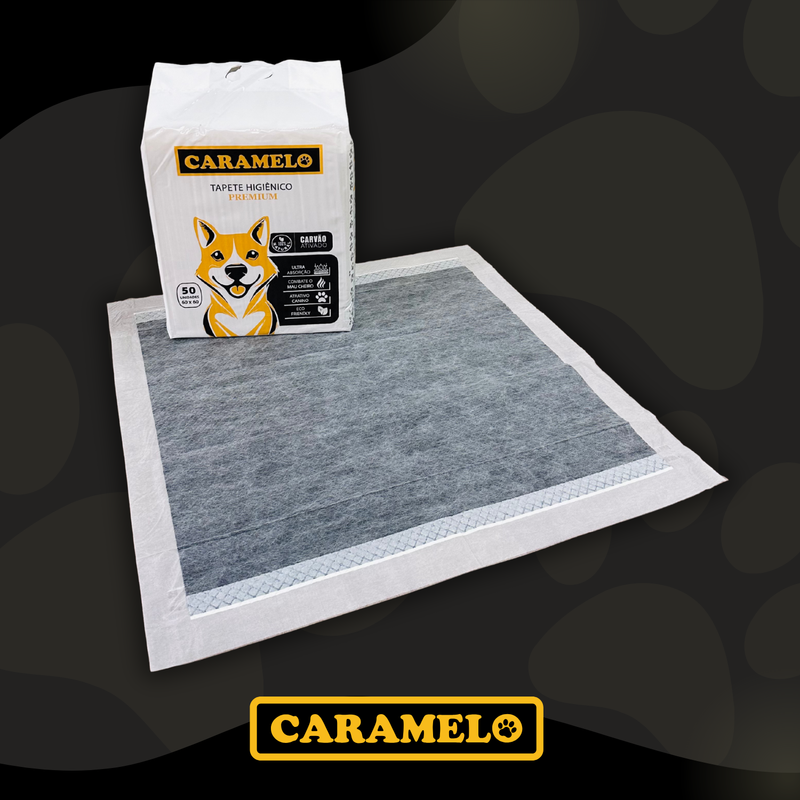Tapete Higiênico Caramelo Para Cães Com Carvão Ativado 80x60cm - 30 Unidades